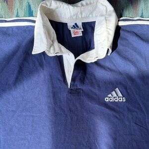 adidas Men’s Navy Batwing Oversized Polo with White Collar and Chest Logo